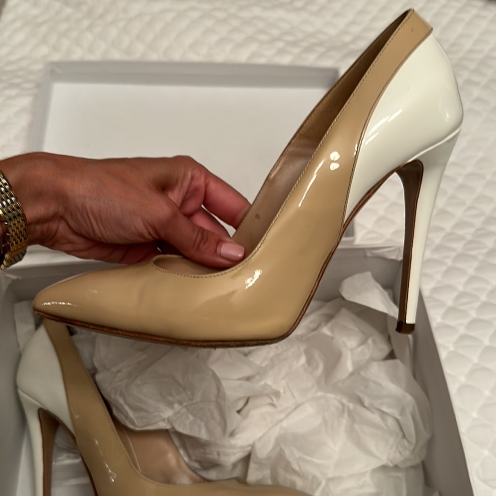 Versace nude and white high heels